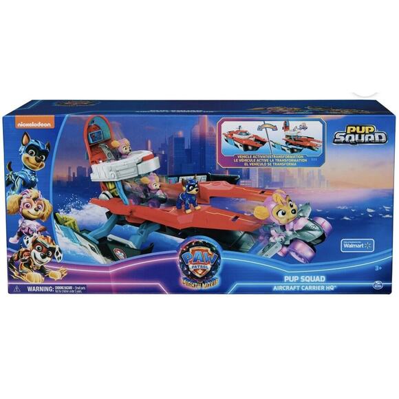 Paw Patrol Pup Squad Aircraft Carrier HQ with Chase And Sky Racer Action Figure - Picture 1 of 4